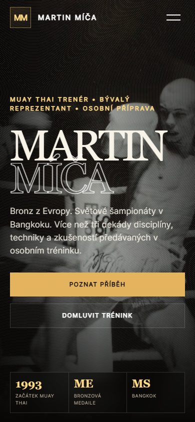 Strona Martina Míčy w telefonie