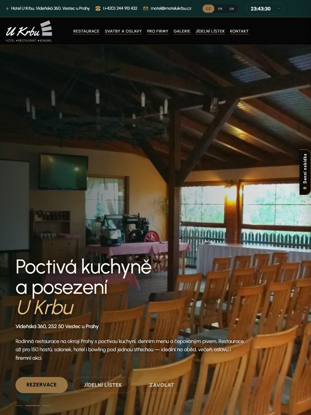 Web Restaurace U Krbu – tablet