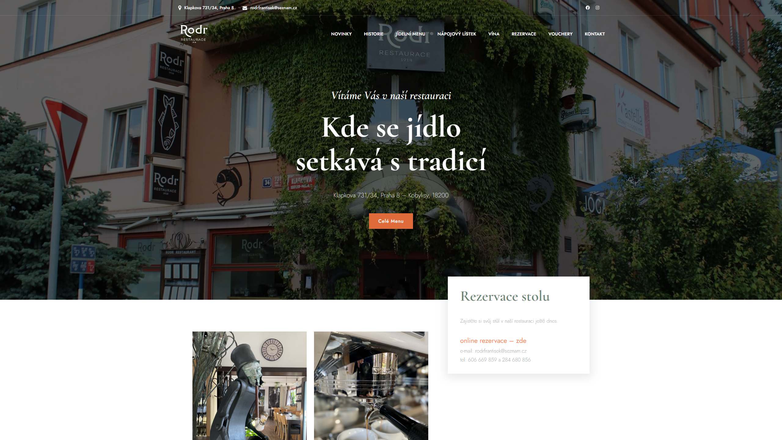 Web Restaurace Rodr – monitor
