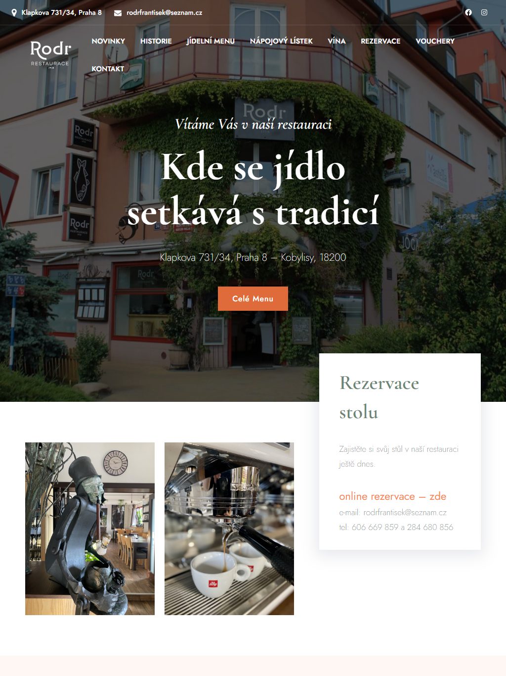Web Restaurace Rodr – tablet